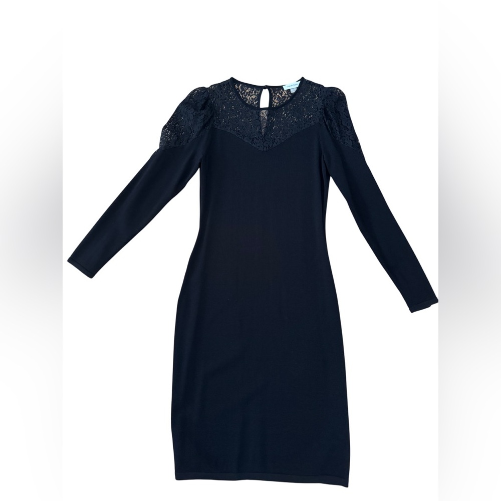 Calvin Klein Women’s Black Long Sleeve Lace top detail Sweetheart Dress Medium